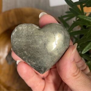 Fully polished pyrite crystal heart